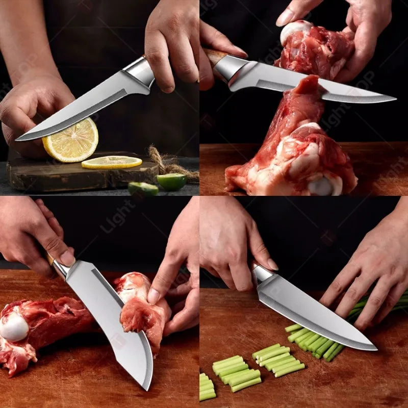 Set de Couteaux Professionnels Bois en acier pour découper viande, légumes et fruits avec précision