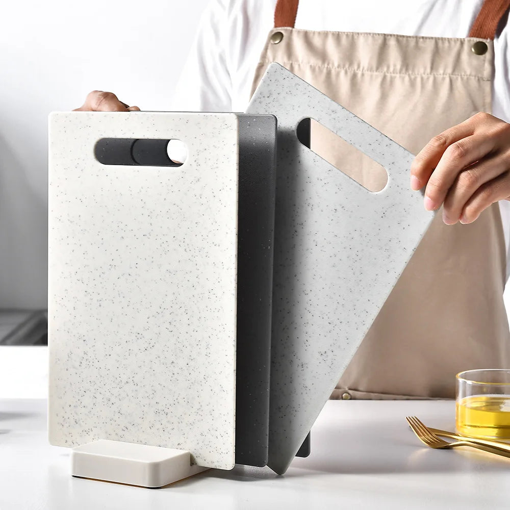 Set de Planches à Découper avec Support Compact en plastique avec poignée, ultra pratique pour cuisine