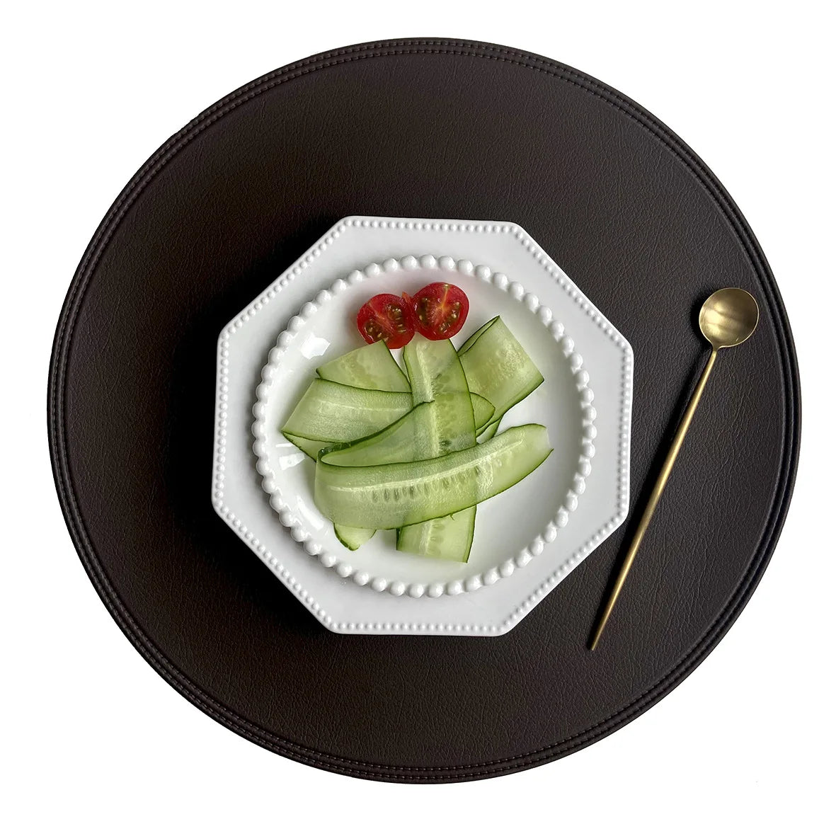 Sets de Table Antidérapants Double Face – Style Américain avec assiette en porcelaine et décorations de légumes