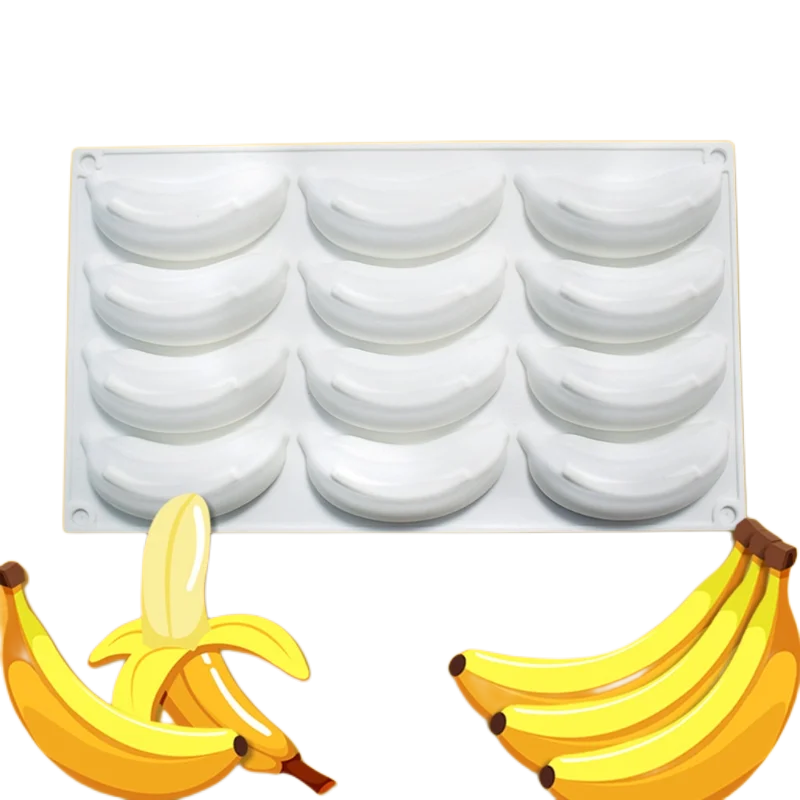 Moule Silicone 3D Antiadhésif blanc pour pâtisserie en forme de bananes par Ustensile de chef