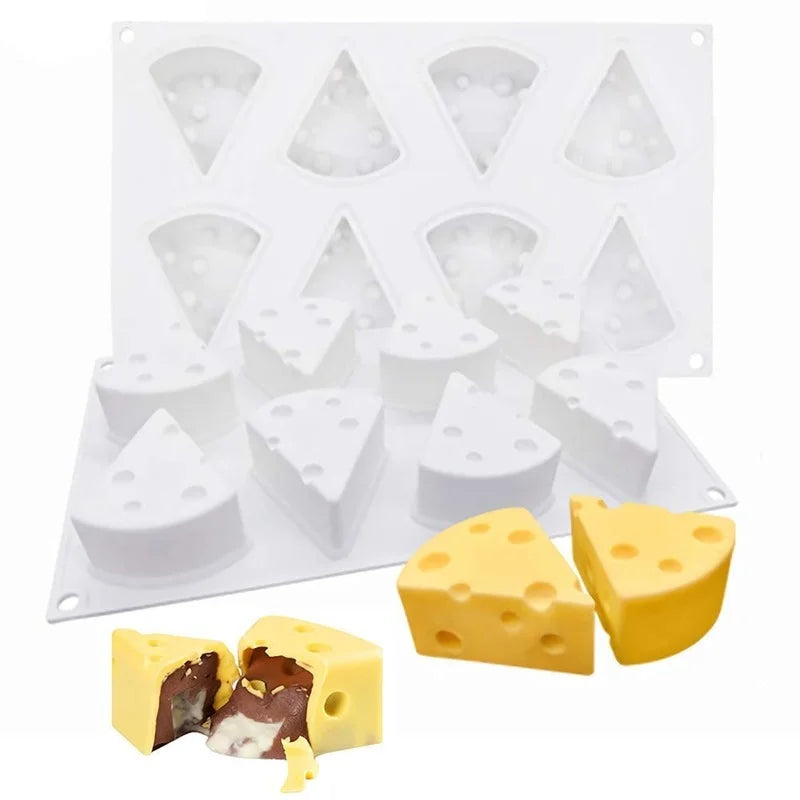 Moule Silicone 3D Antiadhésif blanc en forme de parts de fromage pour pâtisserie créative