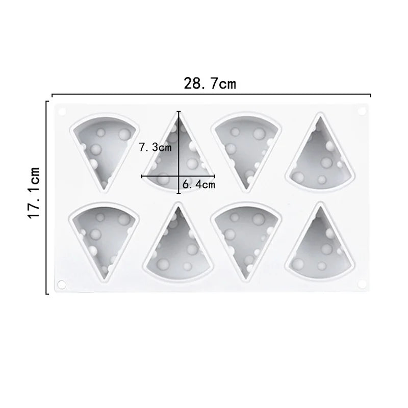 Moule Silicone 3D Antiadhésif pour pâtisserie avec 8 cavités en forme de parts de gâteau