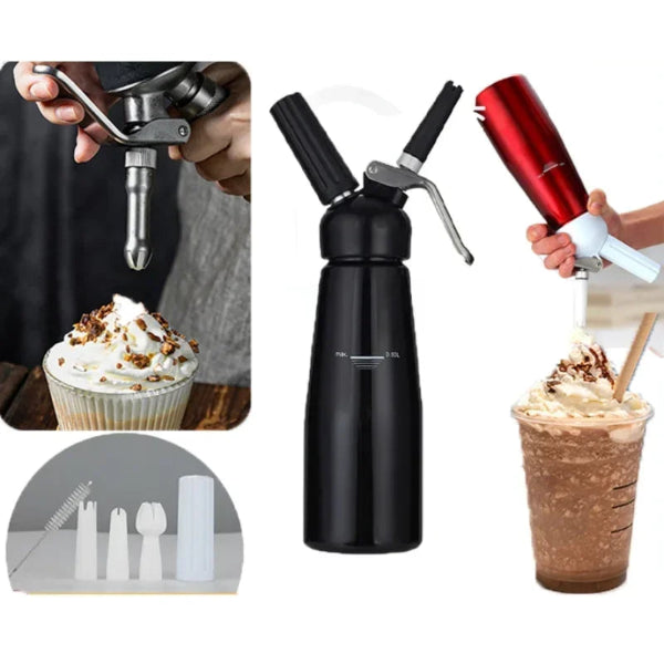 Siphon à Chantilly 250 ml – Mousses et Sauces Maison noir et rouge avec accessoires pour pâtisserie