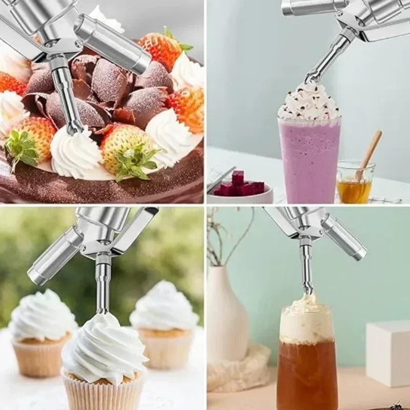 Siphon à Chantilly en Inox – 250 ou 500 ml avec différentes préparations de crème et de desserts