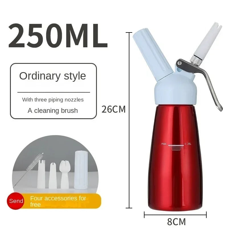 Siphon Chantilly Pro 250ml Aluminium Crème Maison avec trois douilles et brosse de nettoyage incluse