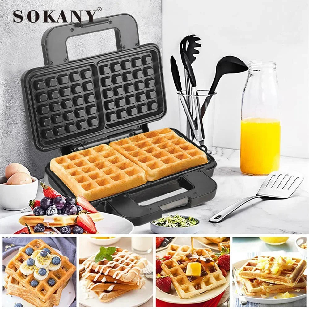 Gaufrier Compact 1000W – Cuisson Facile et Sécurisée avec gaufres dorées et ustensiles de cuisine