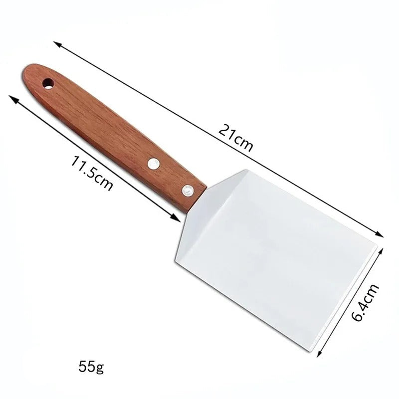 Spatule inox avec manche en bois de 21 cm pour une utilisation facile dans la cuisine