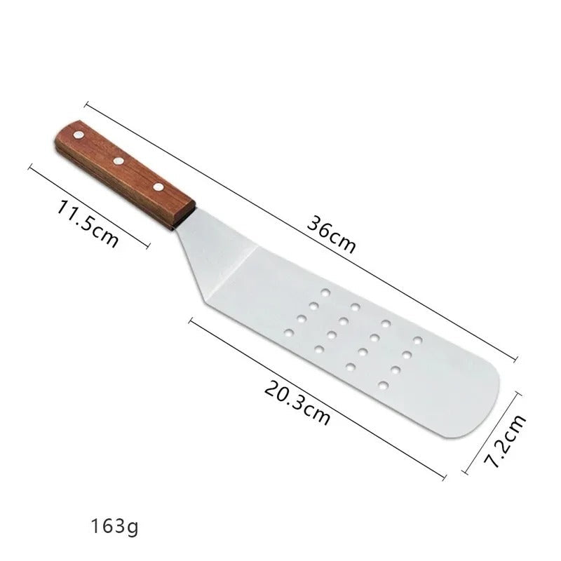 Spatule inox avec manche en bois durable pour une cuisine efficace et élégante