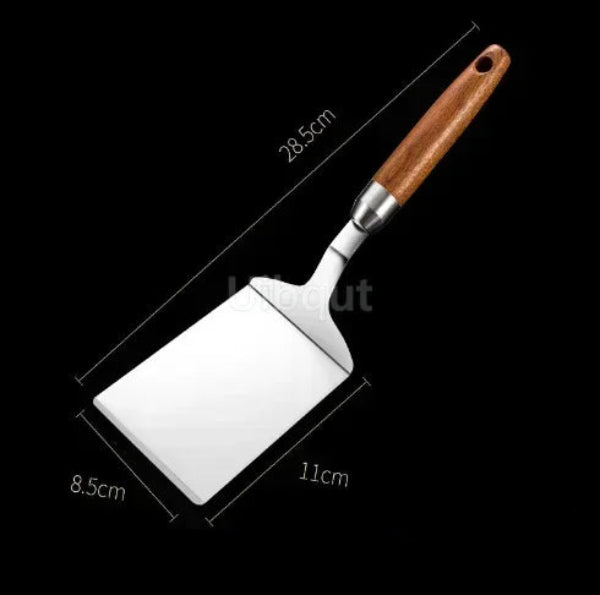 Spatule Inox Professionnelle avec manche en bois et lame en acier inoxydable de 28.5 cm