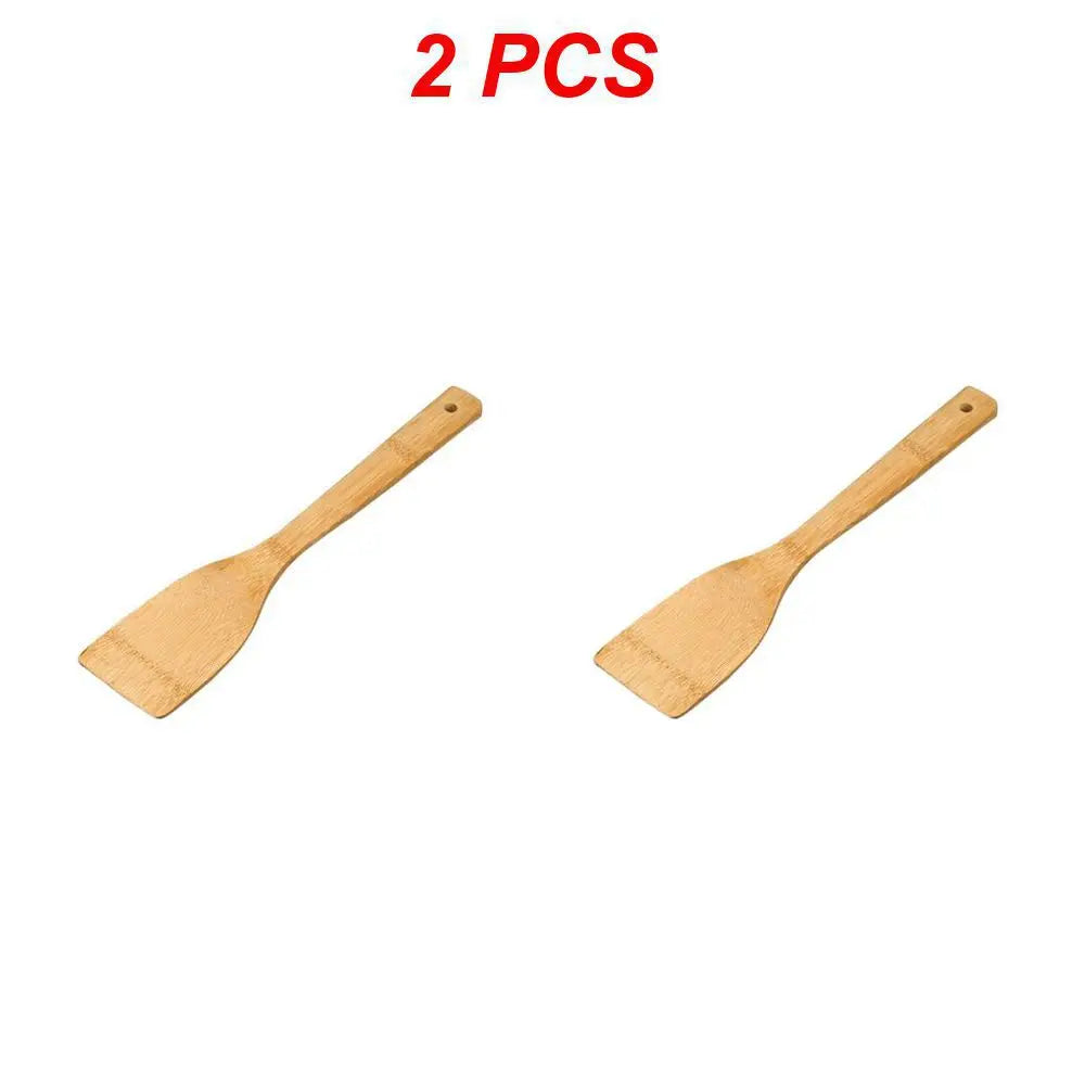 Spatule Plate Bambou Écologique – Ustensile Durable, lot de 2 ustensiles de cuisine en bois naturel