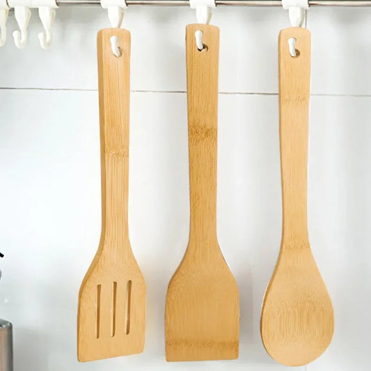Spatules en Bambou – Set 3 pièces suspendues, parfaites pour la cuisine éco-responsable