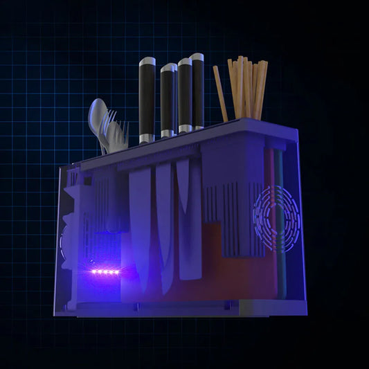 Stérilisateur UV USB Cuisine pour ustensiles de chef avec rangement pour couteaux et couverts