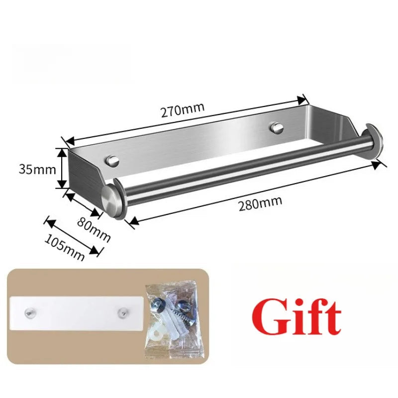 Support mural essuie-tout – Rangement pratique cuisine Ustensile de chef en acier inoxydable 280mm avec vis de fixation