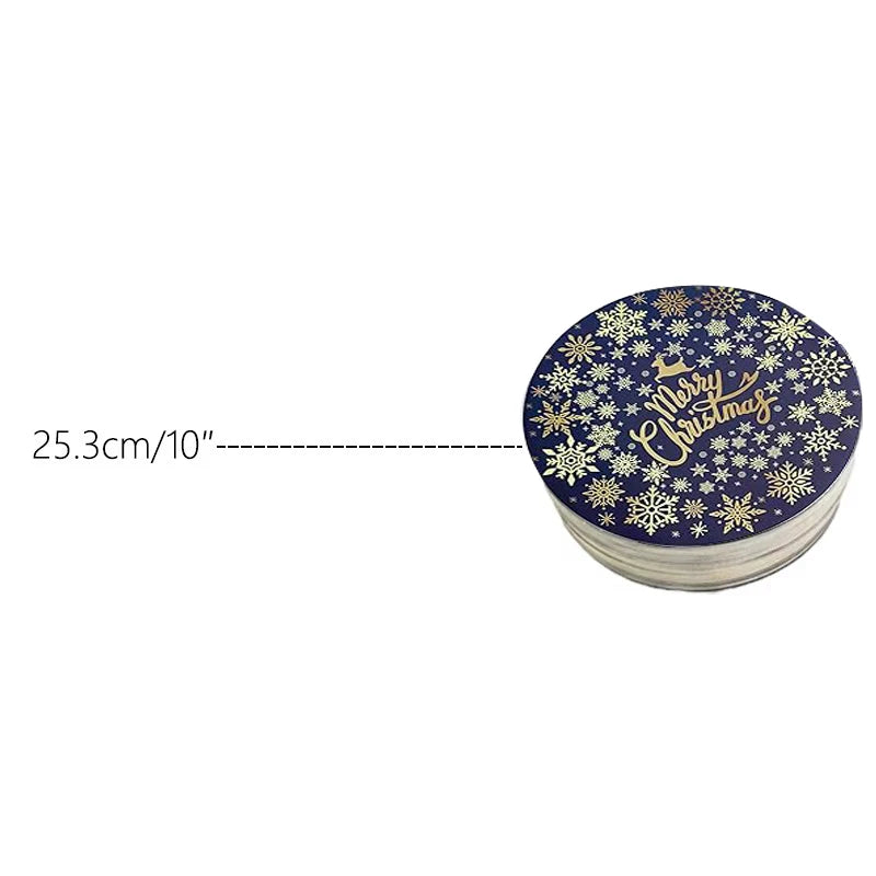 Supports Gâteaux Jetables Solides - Lot de 20 avec motif de Noël en bleu et doré, diamètre de 25,3 cm