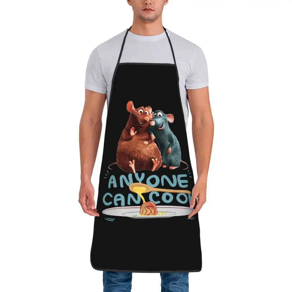 Tablier de Cuisine Imperméable – Protégez vos vêtements avec un tablier noir imprimé de deux rats et texte en cuisine