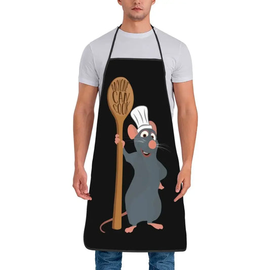 Tablier de Cuisine Imperméable – Protégez vos vêtements avec tablier noir imprimé rat chef cartoon