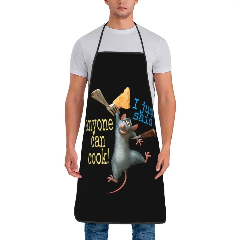 Tablier de Cuisine Imperméable – Protégez vos vêtements avec tablier noir rat cuisinier dessin animé amusant