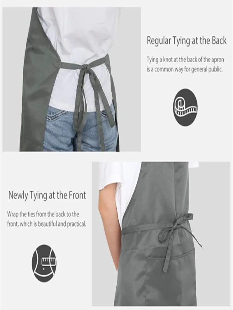 Tablier professionnel unisexe – Résistant et ajustable en tissu gris avec attaches à nouer devant ou derrière