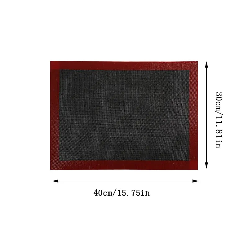 Tapis cuisson silicone réutilisable antiadhésif pour four 30x40 avec bord rouge et surface noire