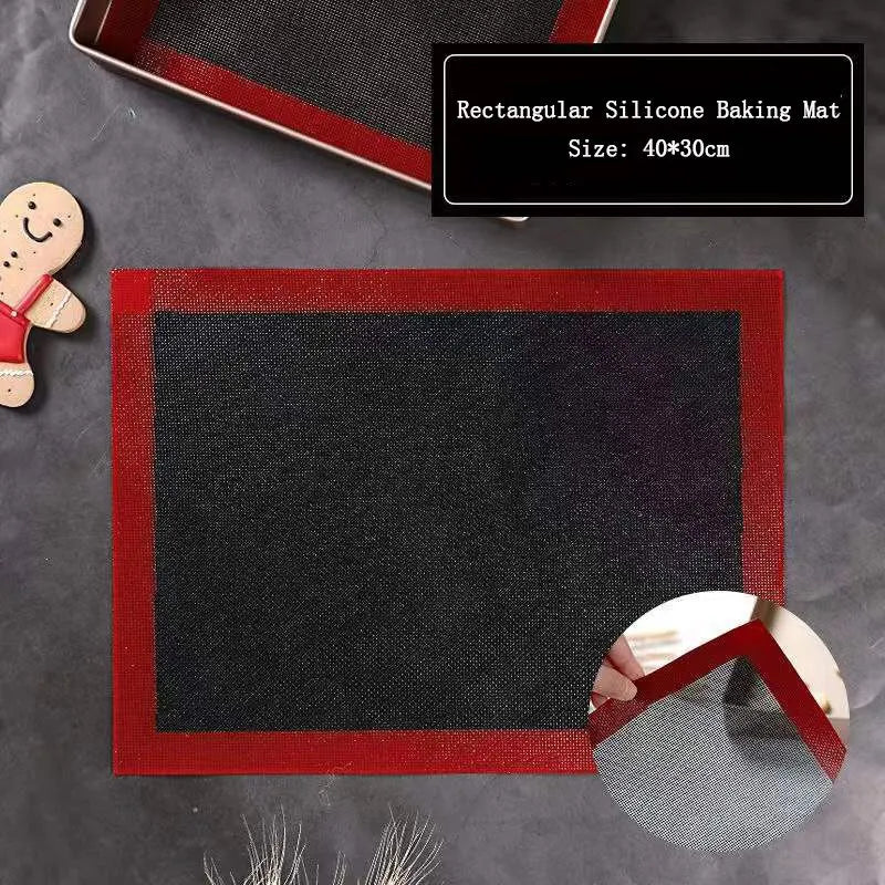 Tapis cuisson silicone réutilisable antiadhésif pour four 30x40 avec bord rouge Ustensiles de chef