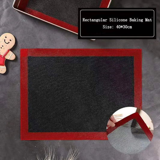 Tapis cuisson silicone réutilisable antiadhésif pour four 30x40 avec bord rouge Ustensiles de chef