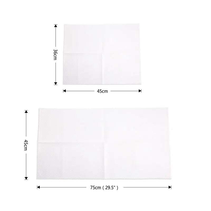 Tapis de Poussée Coton 100 % Pur blanc de dimensions 45x36 cm et 75x45 cm pour ustensiles de cuisine