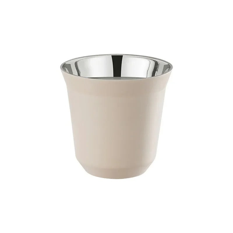 Tasse expresso inox double paroi élégante avec finition lisse et design moderne