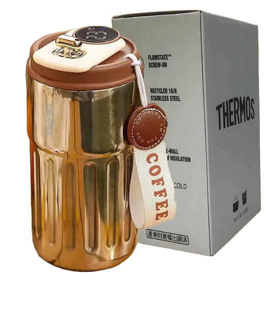 Thermos inox intelligent 400 ml avec écran température et design élégant en acier inoxydable