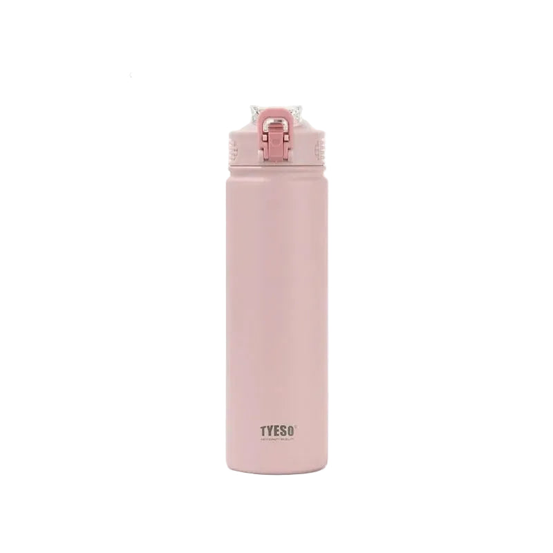 Gourde Isotherme Inox 600ml 750ml Sport en rose, idéale pour boissons chaudes et froides.