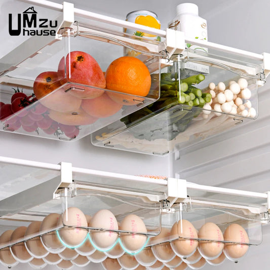 Panier de Rangement Frigo Extensible avec Porte-Œufs transparent pour organiser fruits et légumes