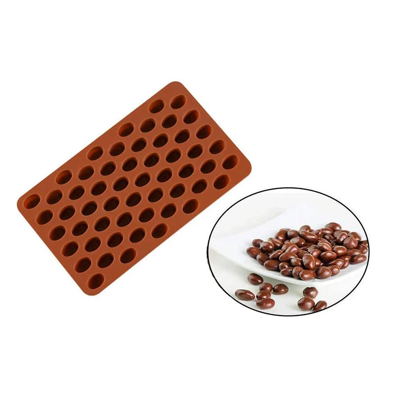 Moule Silicone 3D Grains de Café marron pour pâtisserie avec cavités en forme de grains de café