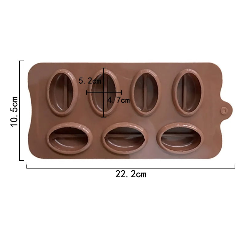 Moule Silicone 3D Grains de Café marron avec 7 cavités pour pâtisserie Ustensile de chef