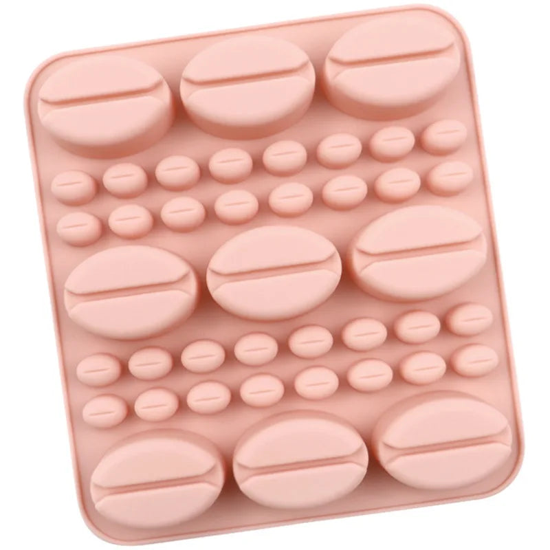 Moule Silicone 3D Grains de Café rose pour pâtisserie avec formes de grains variées par Ustensile de chef