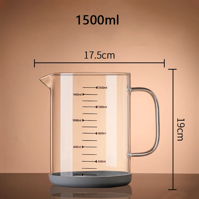 Verre Doseur 1L en Borosilicate – Résistant Lisible avec poignée et graduations claires