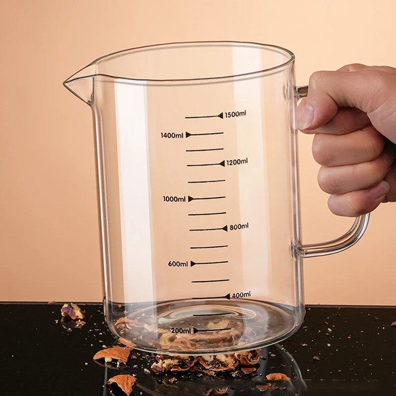 Verre Doseur 1L en Borosilicate – Résistant Lisible en verre transparent avec graduation facile à lire