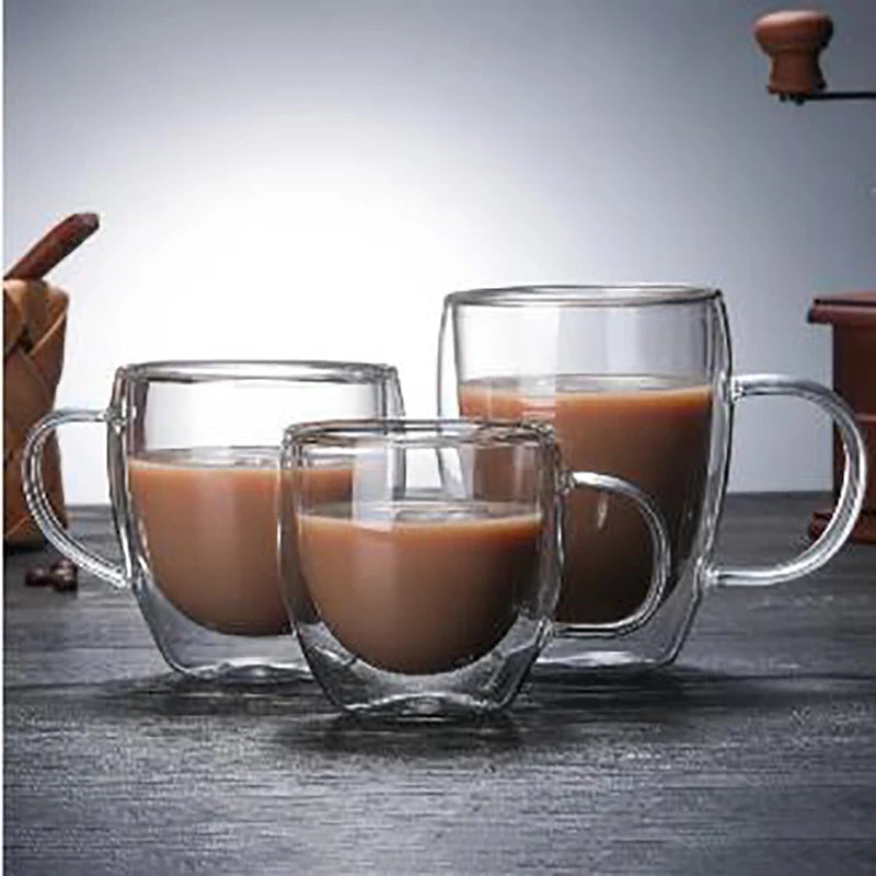 Verre Double Paroi en verre transparent, parfait pour les boissons chaudes et froides