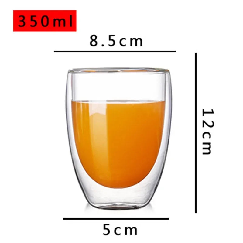 Verre Double Paroi de 350ml en verre avec une capacité de 12cm de hauteur