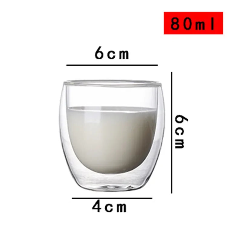 Verre Double Paroi transparent de 80 ml avec dimensions de 6 cm de hauteur et 4 cm de large