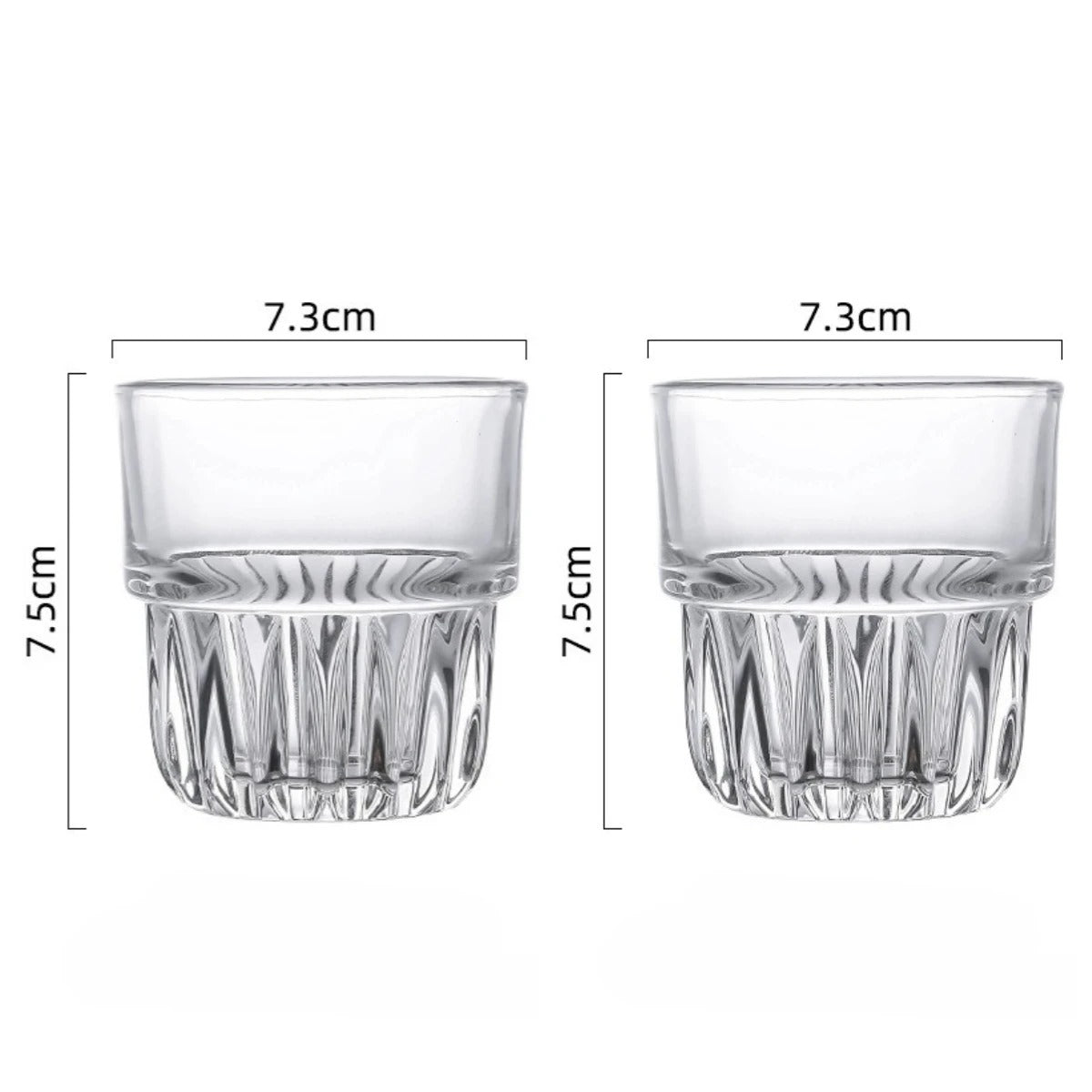 Verres à eau striés – Lot de 2 en verre transparent avec un design élégant