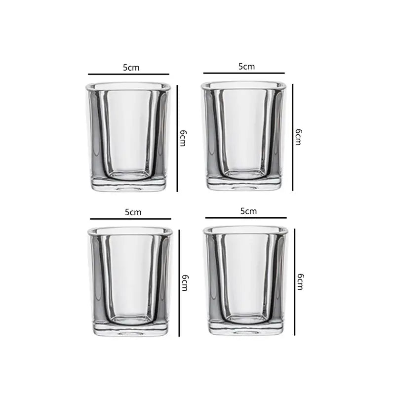 Ensemble de 4 verres à vin & whisky en verre transparent de 6 cm de haut et 5 cm de diamètre