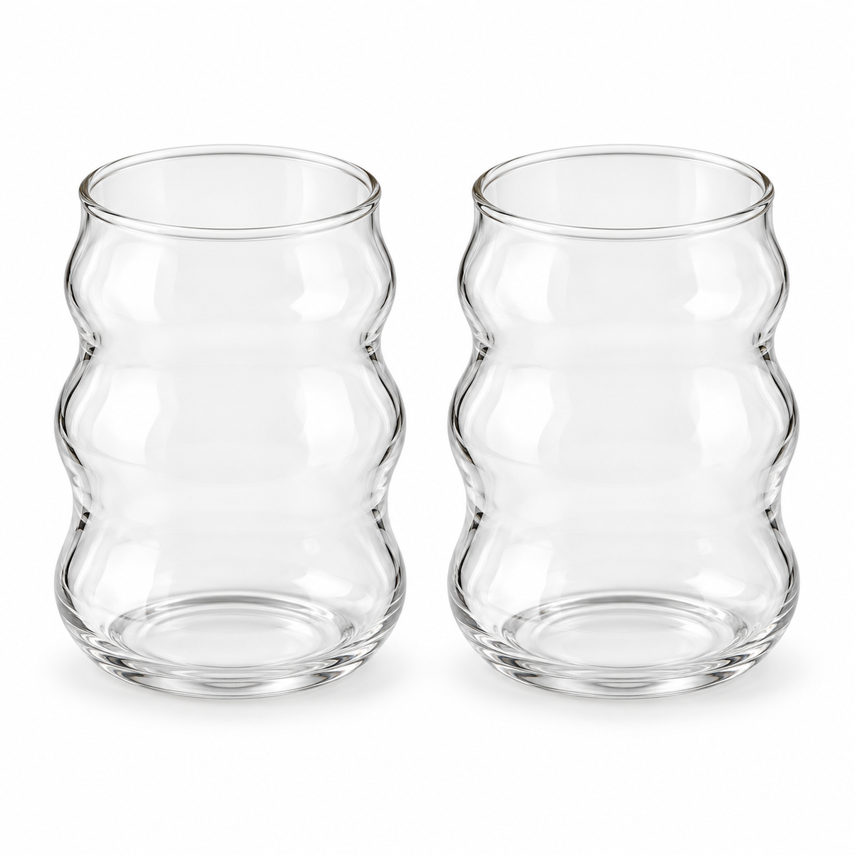 Lot de 2 verres ondulés transparents au design moderne pour boissons élégantes