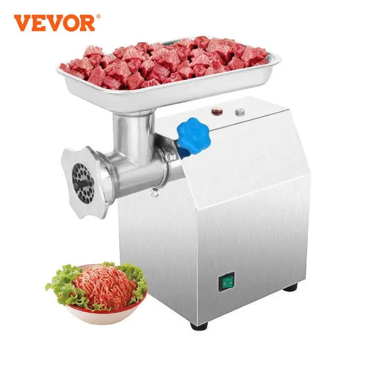 Hachoir à Viande Électrique VEVOR 1100W – Pro, Inox, Multifonction avec viandes hachées dans un bol