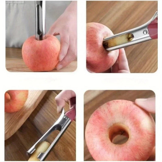 Vide-Pomme Inox Professionnel Évideur Fruits & Légumes en action, épluchant une pomme avec un nettoyage facile
