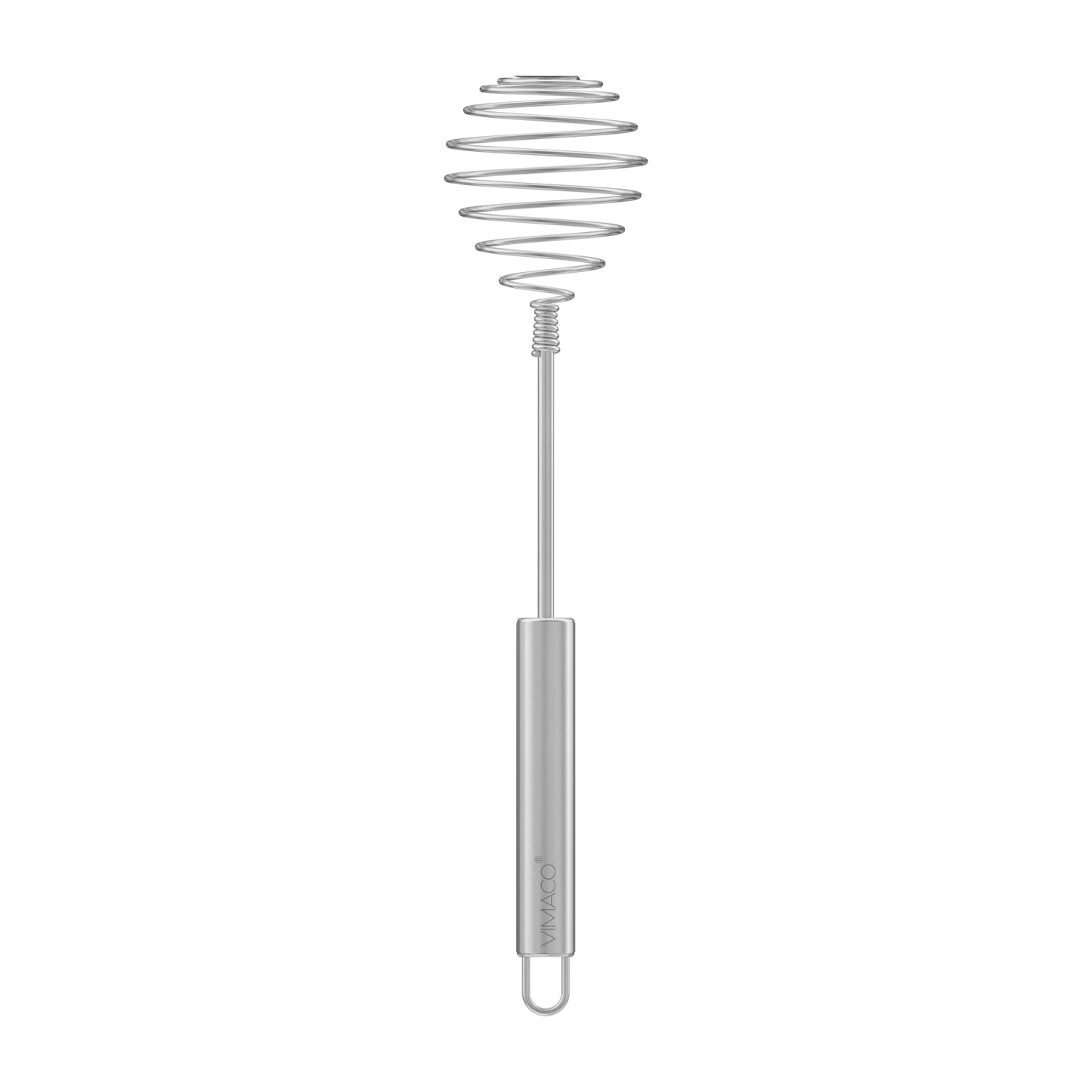 Fouet à œufs manuel inox Ustensile de chef tête spirale en acier inoxydable et poignée longue avec boucle