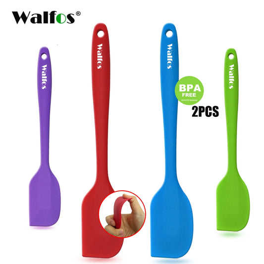 2 Spatules en silicone WALFOS colorées en violet, rouge et vert, idéales pour la cuisson et le mélange