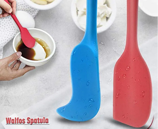 2 Spatules en silicone WALFOS en bleu et rouge pour la cuisine, idéales pour mélanger et servir