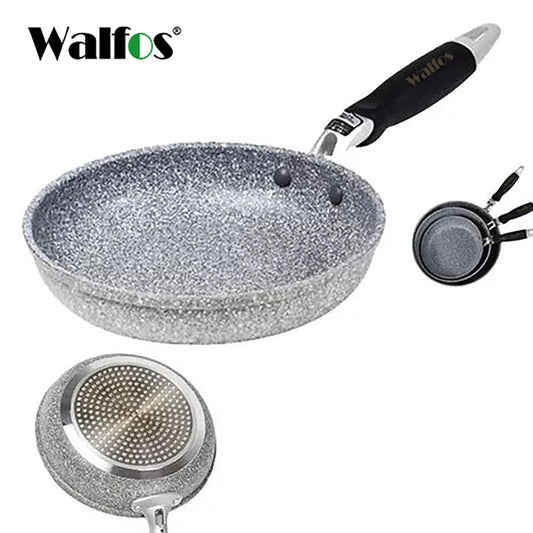 Poêle Antiadhésive Walfos – 28cm gris avec poignée noire ergonomique et surface antiadhésive résistante