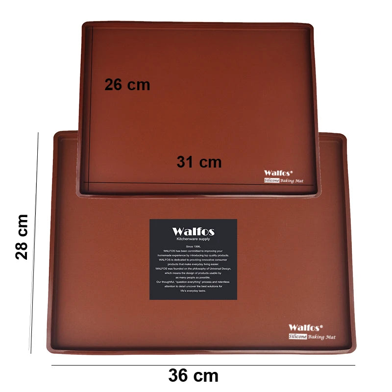 Tapis de Cuisson en Silicone Walfos marron de différentes tailles pour pâtisserie professionnelle