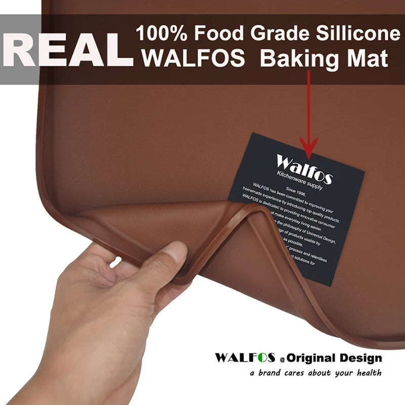 Tapis de Cuisson en Silicone Walfos marron flexible pour pâtisserie de qualité alimentaire