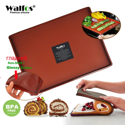 Tapis de Cuisson en Silicone Walfos marron antiadhésif pour pâtisserie facile à nettoyer de Ustensile de chef
